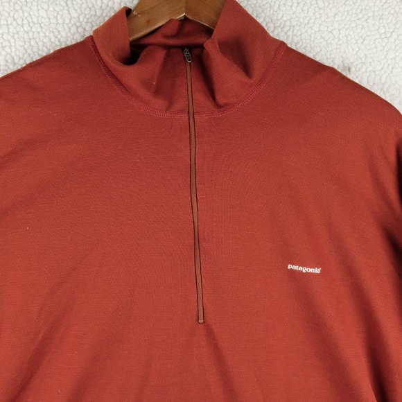 Patagonia Sweater Mens Large Red Lightweight Quarter Zip Athletic Outdoor Hiking - Picture 2 of 7